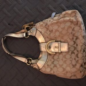 Coach brown and gold hobo.